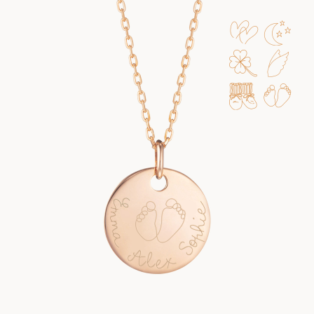 Collar personalizado con ilustración baño oro merci maman