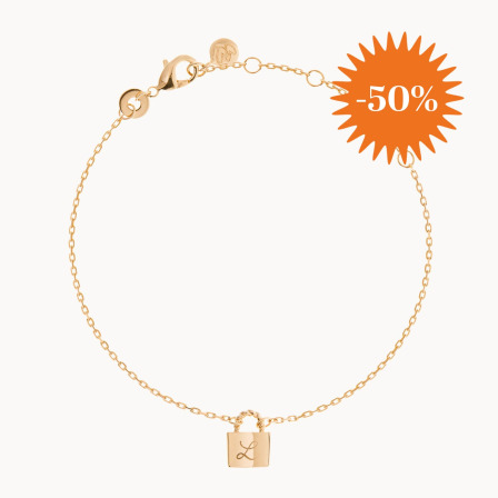 Bracciale personalizzato a catena con lucchetto placcato oro merci maman