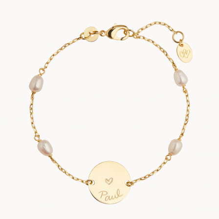 personalisiertes perlen pastille armkettchen vergoldet merci maman