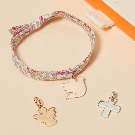 Personalisiertes Liberty Armband zur Taufe oder Kommunion vergoldet merci maman