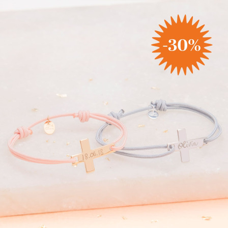 Personalisiertes Armband mit flachem Kreuz sterlingsilber merci maman