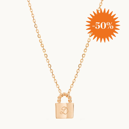 Collana personalizzata con lucchetto placcato oro merci maman