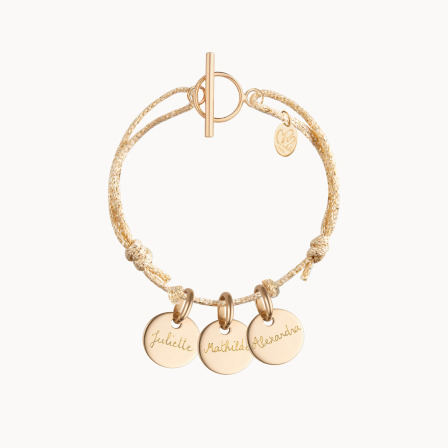 Personalisiertes glitzerndes Namensarmband vergoldet merci maman