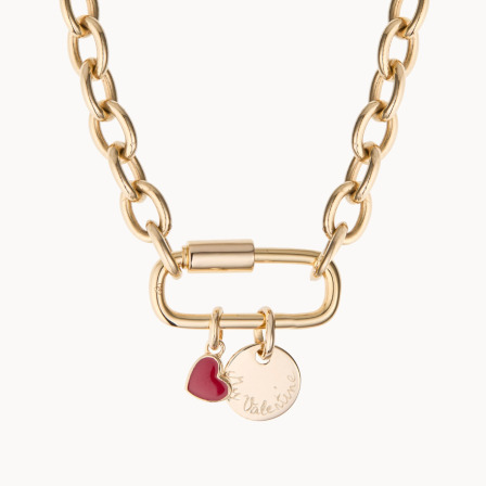 Personalisierte Valentinstag Herz Lucky Charm Halskette vergoldet merci maman