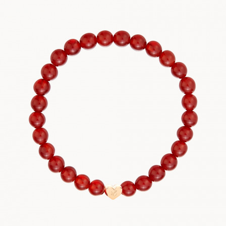 Personalisiertes Halbedelsteinarmband mit herzförmigen Beads