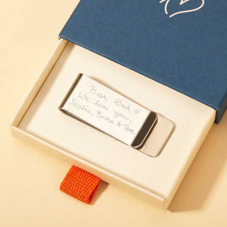 Personalisierter Geldclip aus Edelstahl merci maman