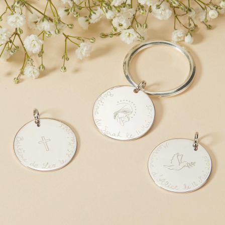 Personalisierter Schlüsselanhänger mit Symbol Sterlingsilber merci maman