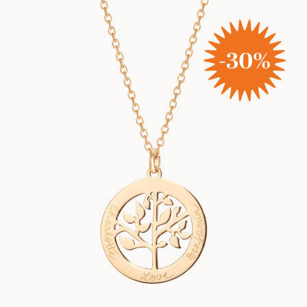 Personalised Tree of Life Necklace gold plated merci maman