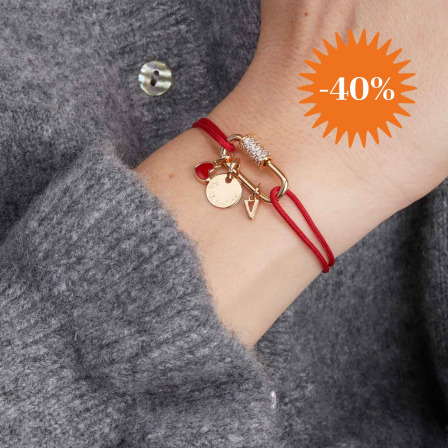 Personalisiertes Valentins Herz Lucky Charm Armbändchen vergoldet merci maman