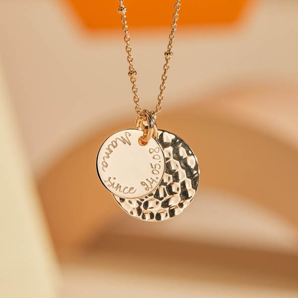 Collier double disque martelé personnalisé